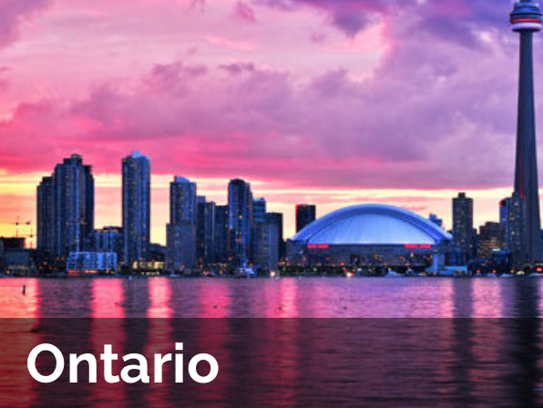 Ontario Skyline A city skyline with the word ontario on the bottom