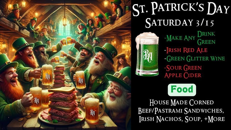 A poster for st. patrick 's day on saturday 3/15