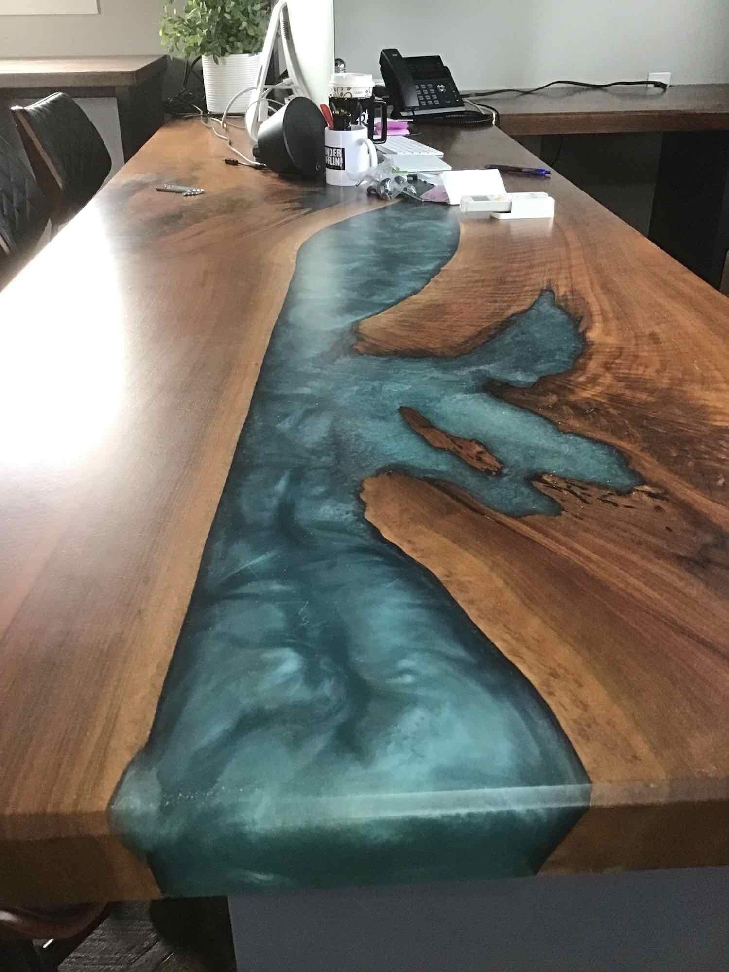 A beautiful custom wooden table. 