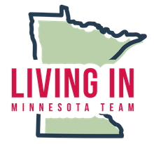 A logo for the living in minnesota team