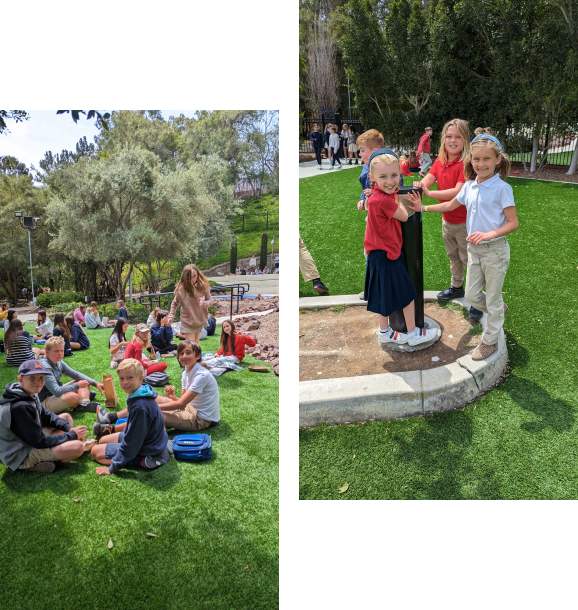 A group of children are posing for a picture in a park
