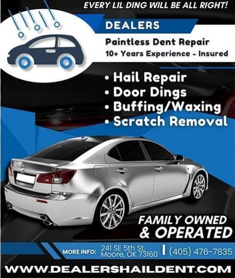 A dealership advertisement for paintless dent repair