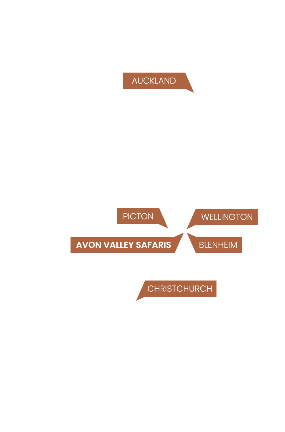 Avon Valley Safaris Map of New Zealand. Trophy hunting in NZ