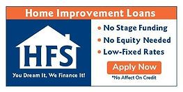 A blue and orange sign for home improvement loans.