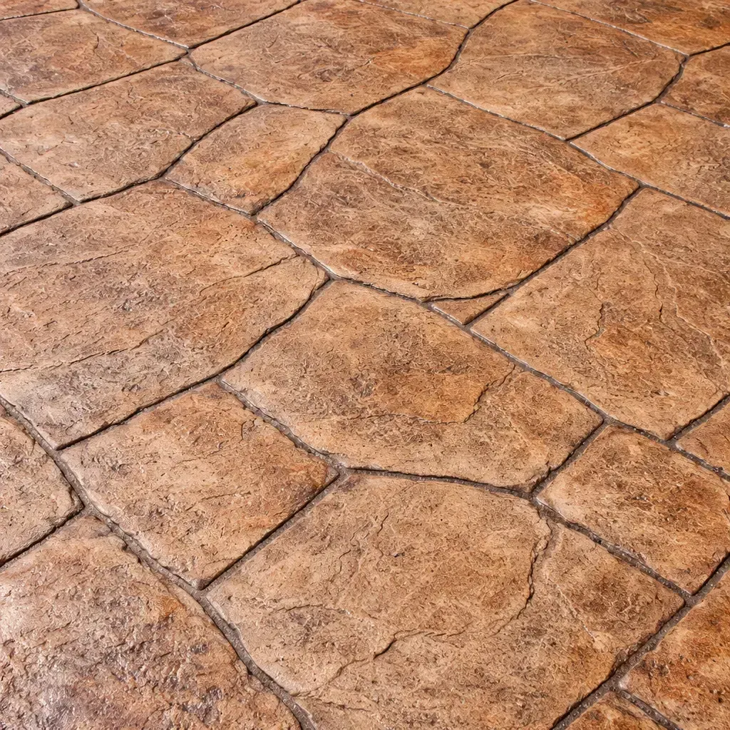 Textured stamped concrete pathway close-up. Toowoomba Concreter.