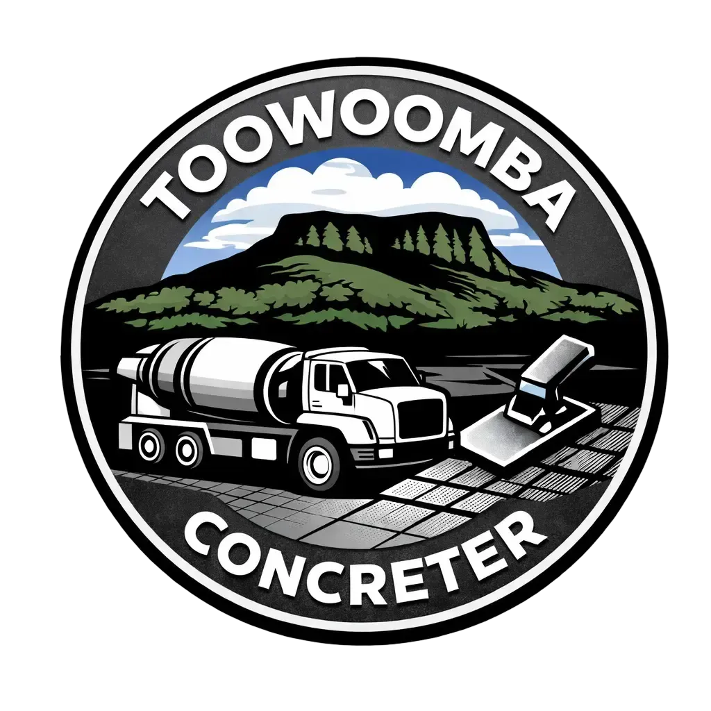 Townsville Concreters logo featuring a concrete mixer truck, and Table Top mountain in the background.