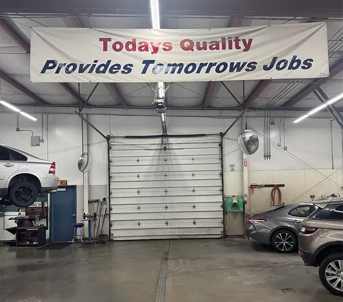 Banner in Garage saying 