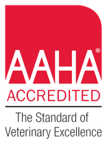AAHA Accredited logo: red box with white