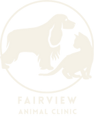 Silhouette of a dog and cat within a circle; below, the words