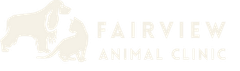 Logo for Fairview Animal Clinic, featuring dog and cat silhouettes and text.
