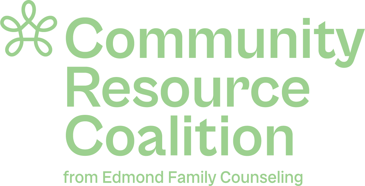 The logo for the community resource coalition from edmond family counseling.
