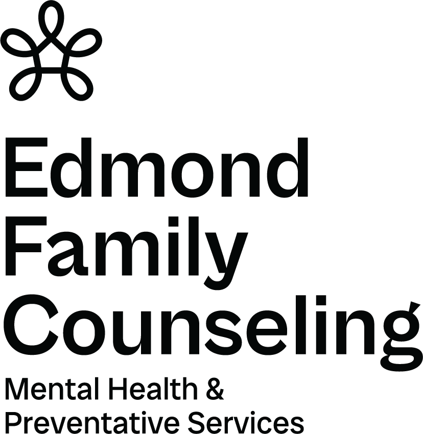 The logo for edmond family counseling mental health and preventive services.