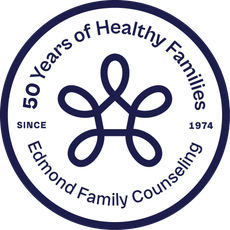 The logo for edmond family counseling mental health and preventive services.