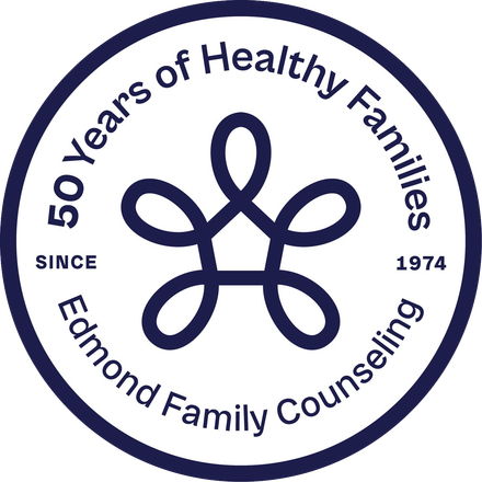 The logo for edmond family counseling mental health and preventive services.