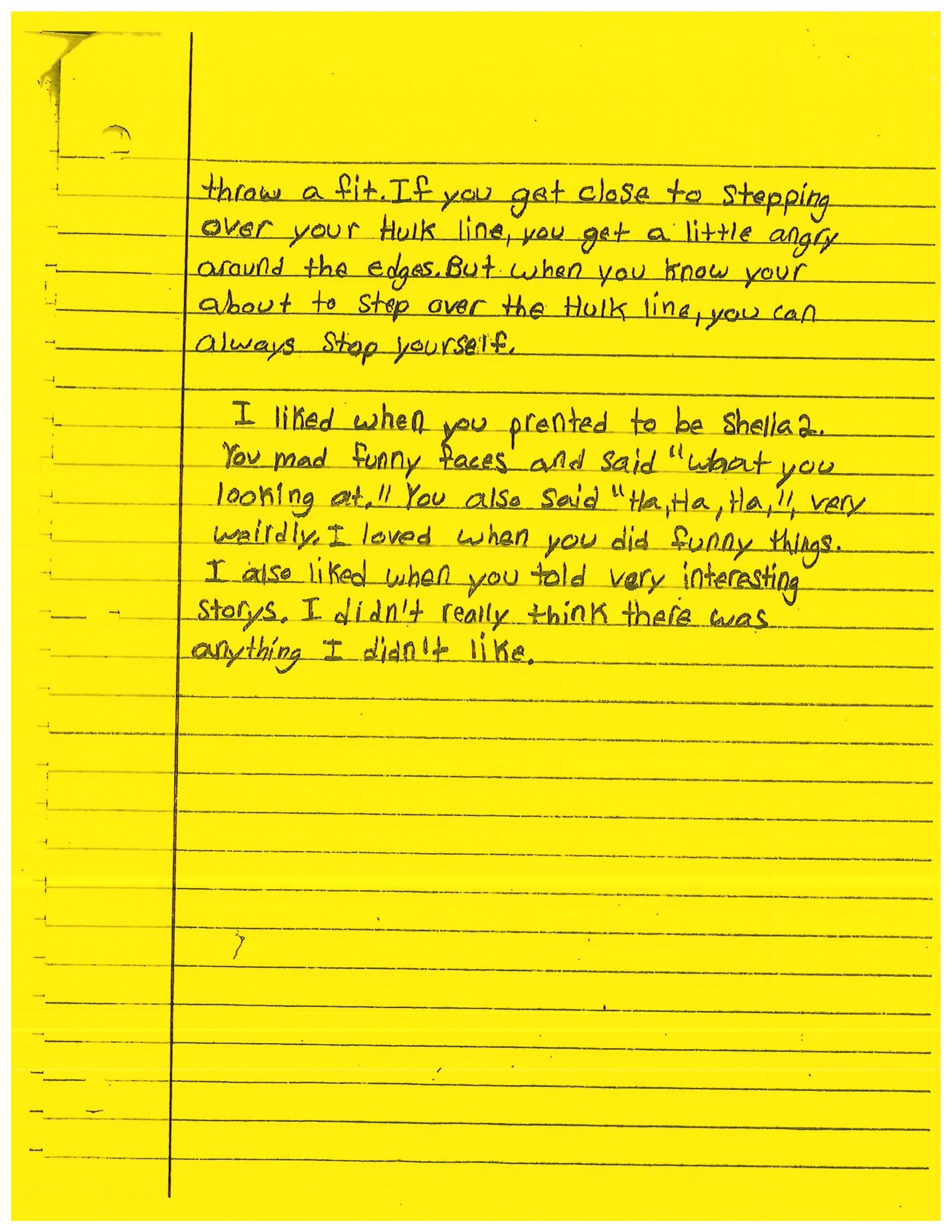 A yellow piece of paper with a lot of writing on it