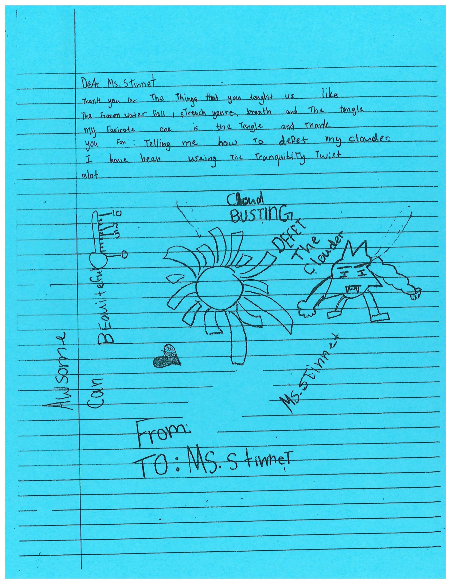 A blue piece of paper with a map on it