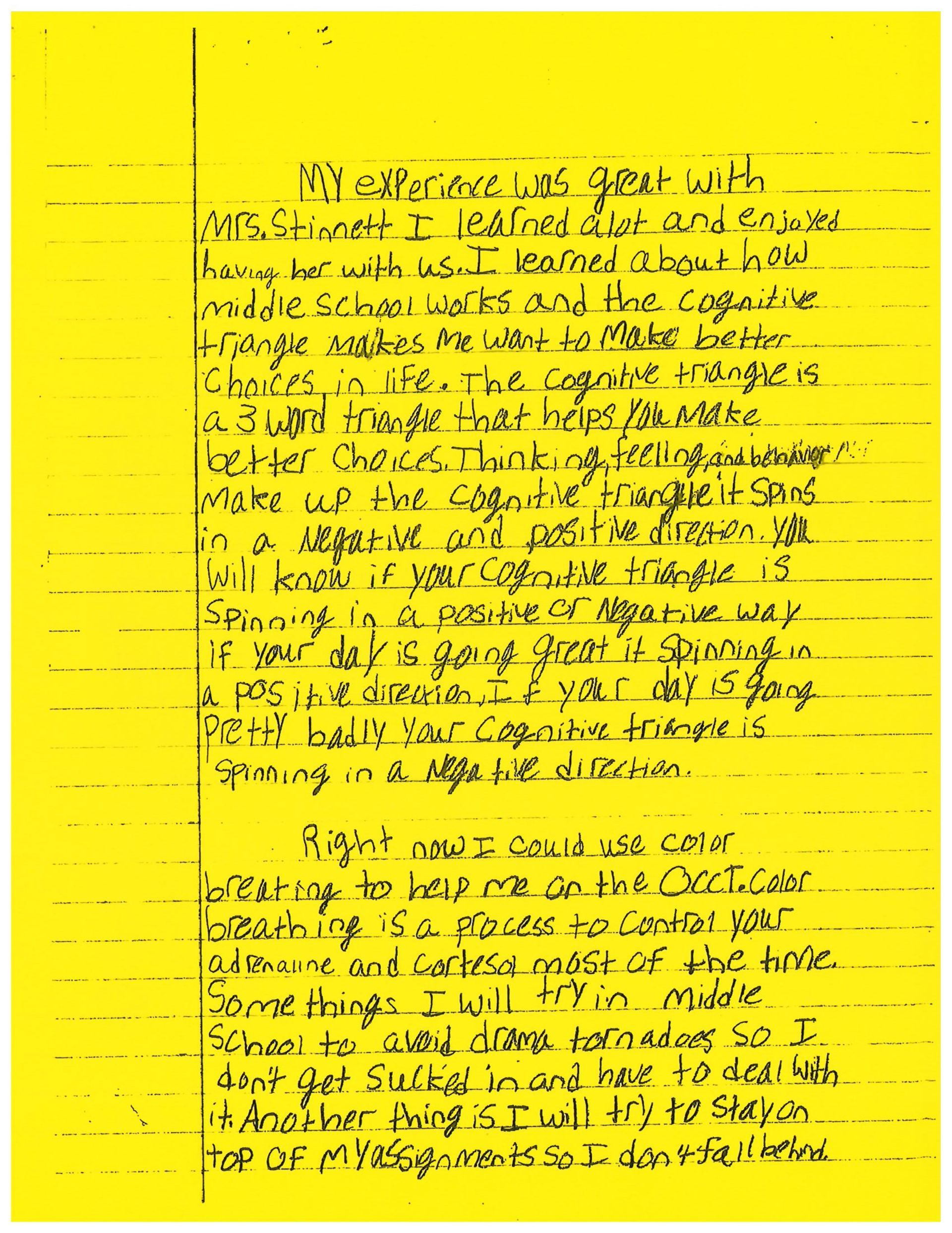 A yellow piece of paper with black writing on it