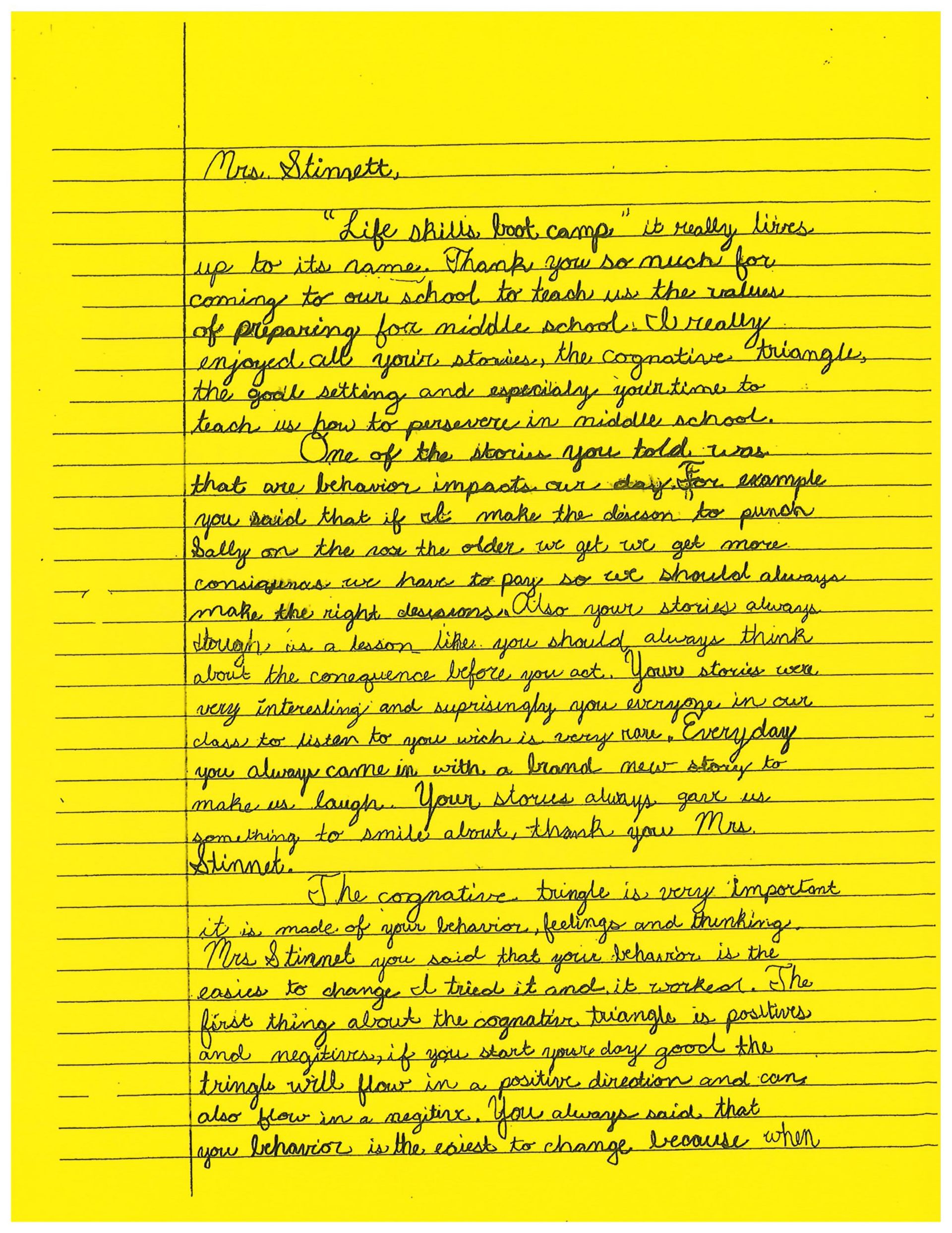 A yellow piece of paper with a lot of writing on it