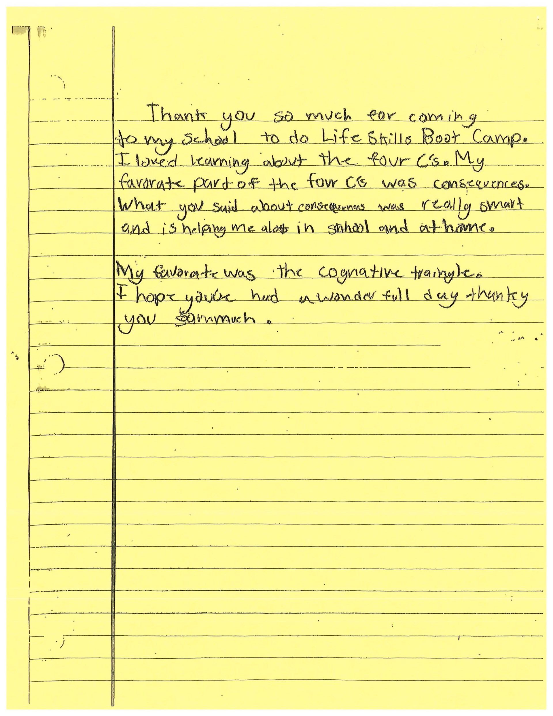 A yellow piece of paper with a lot of writing on it