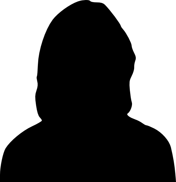 A silhouette of a person with a hood on their head.