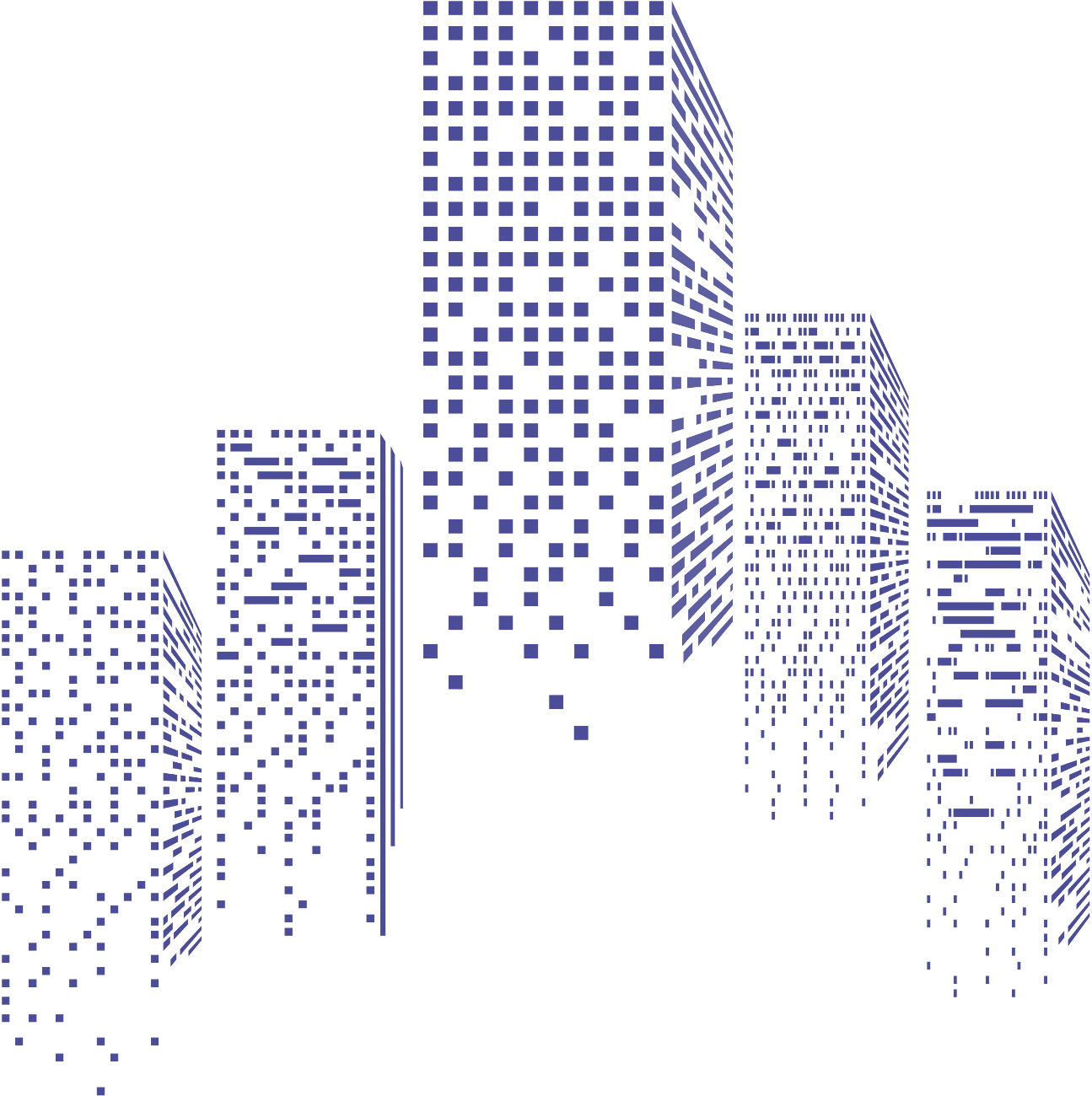 A drawing of a city with a lot of dots on it