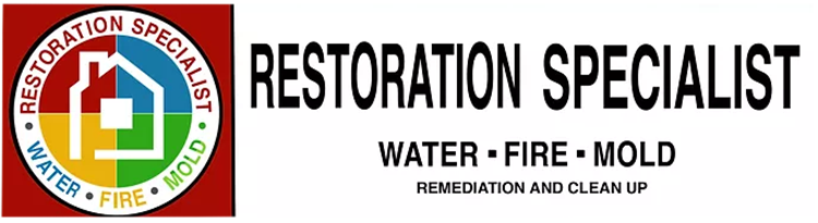 A logo for restoration specialist water fire mold remediation and clean up