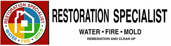 A logo for restoration specialist water fire mold remediation and clean up