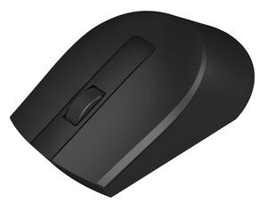 Μαύρο ασύρματο ποντίκι υπολογιστή με ροδάκι κύλισης.