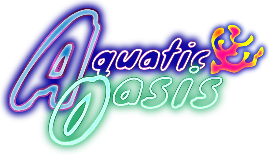 a neon sign that says aquatic oasis on it