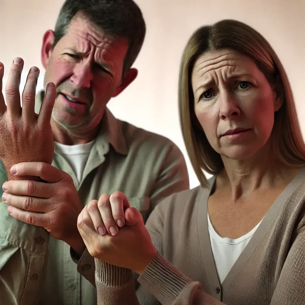 middle aged couple with hand pain