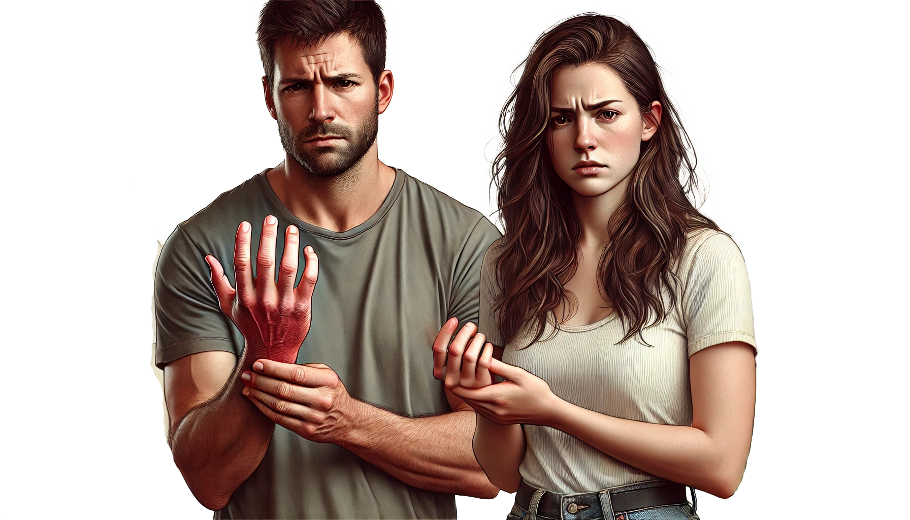 young couple with hand pain