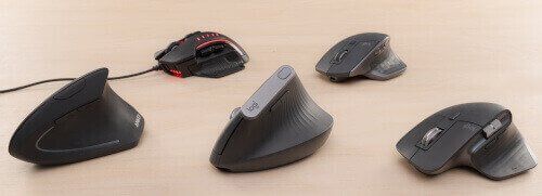 Various ergonomic mouse designs.