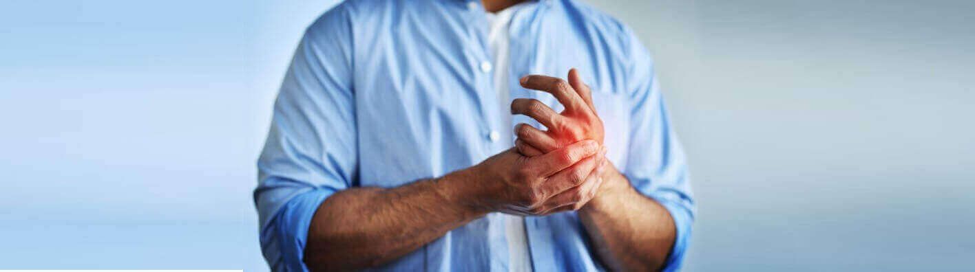 man with a hurting hand