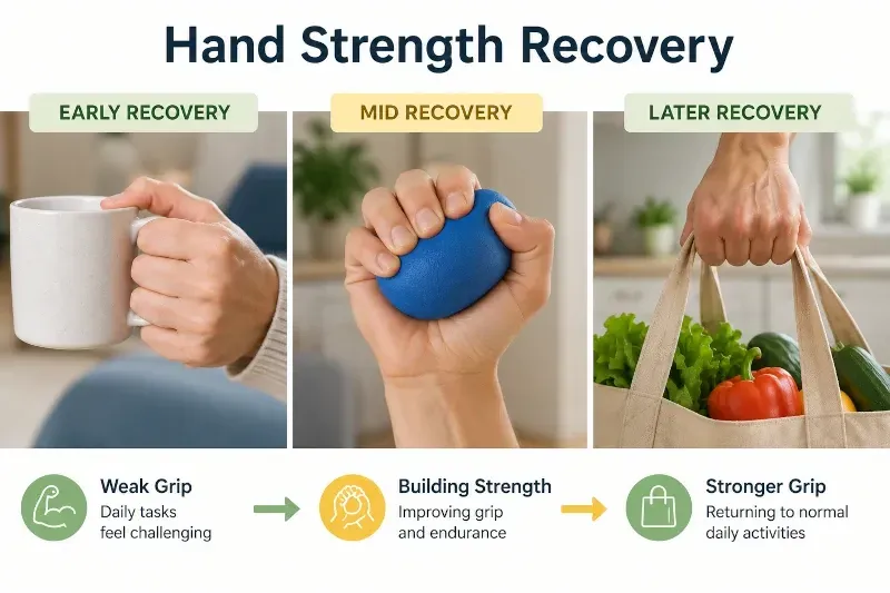 graphic of hand strength recovery after surgery