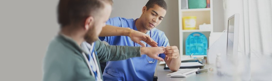 patient being examined for carpal tunnel syndrome