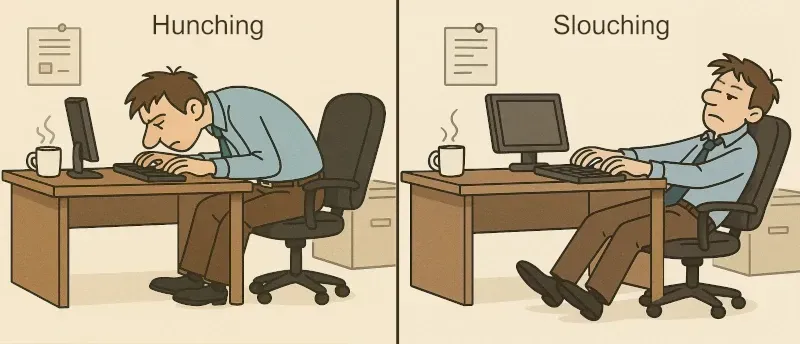 illustration of hunching and slouching