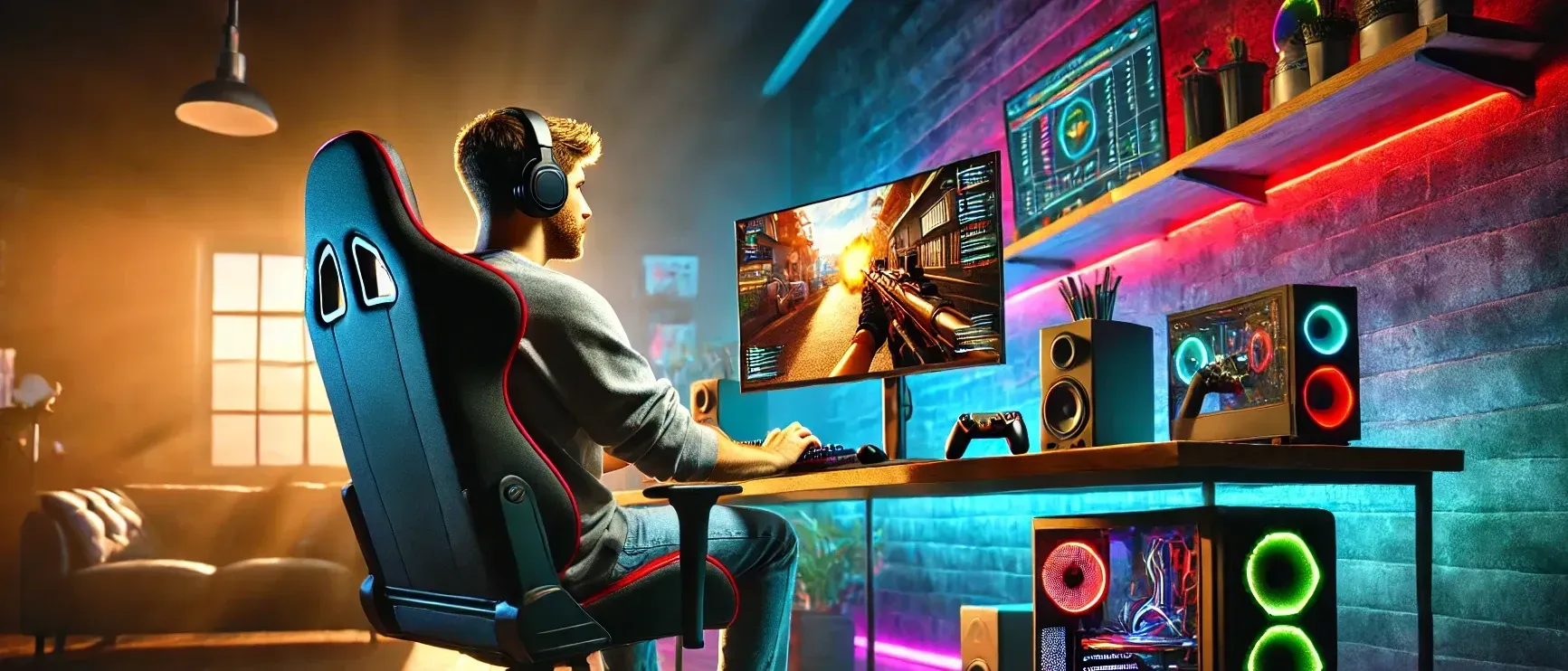 man at a gaming console