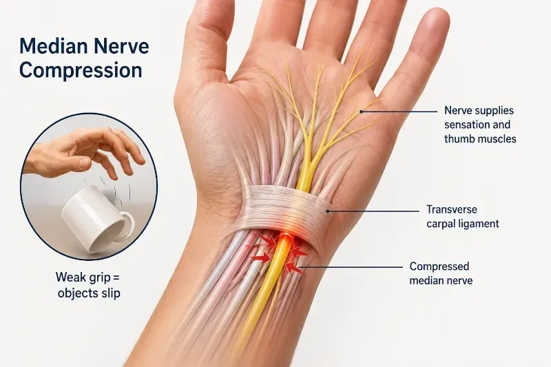 median nerve and dropping things