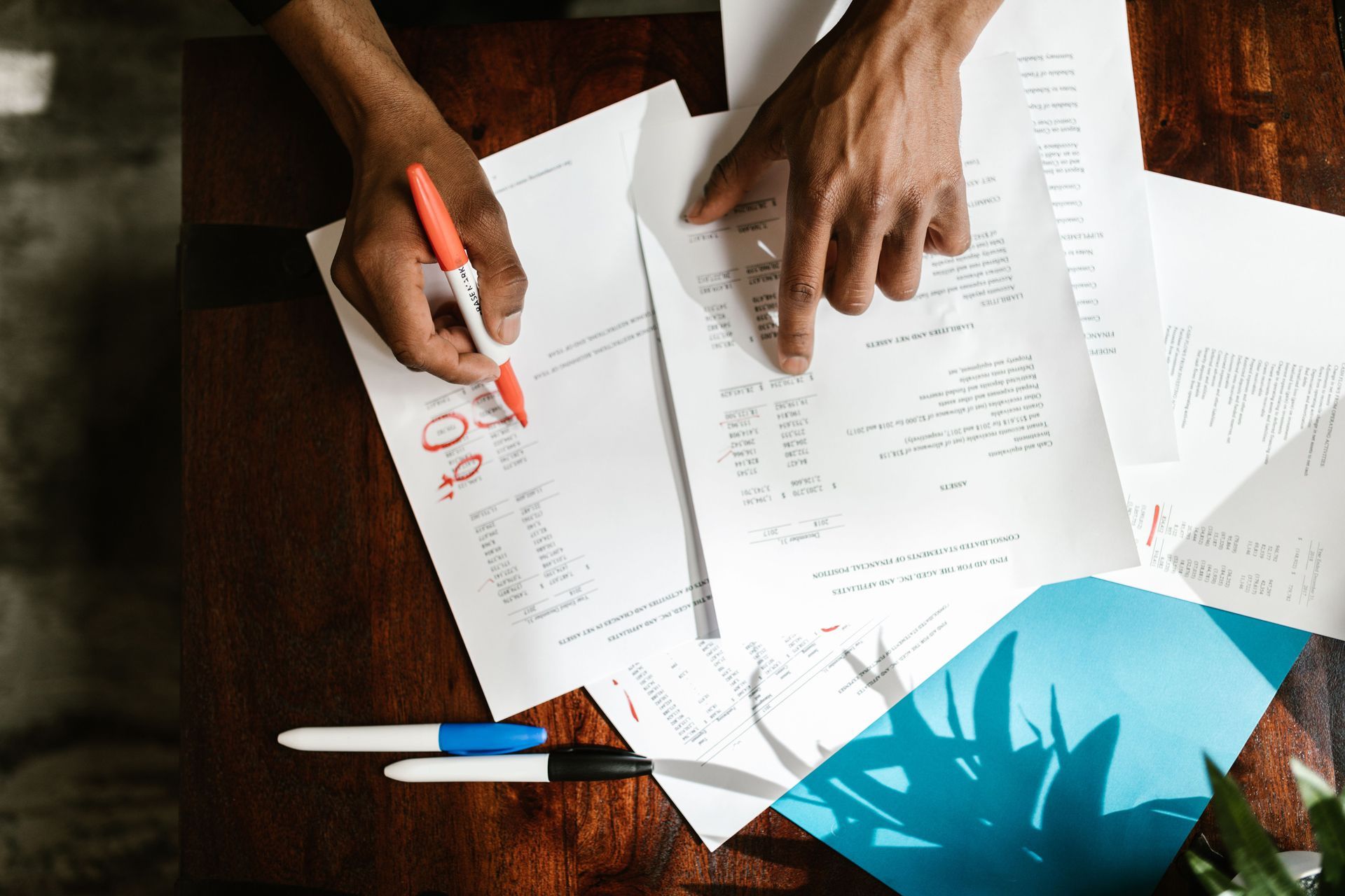 reviewing paperwork