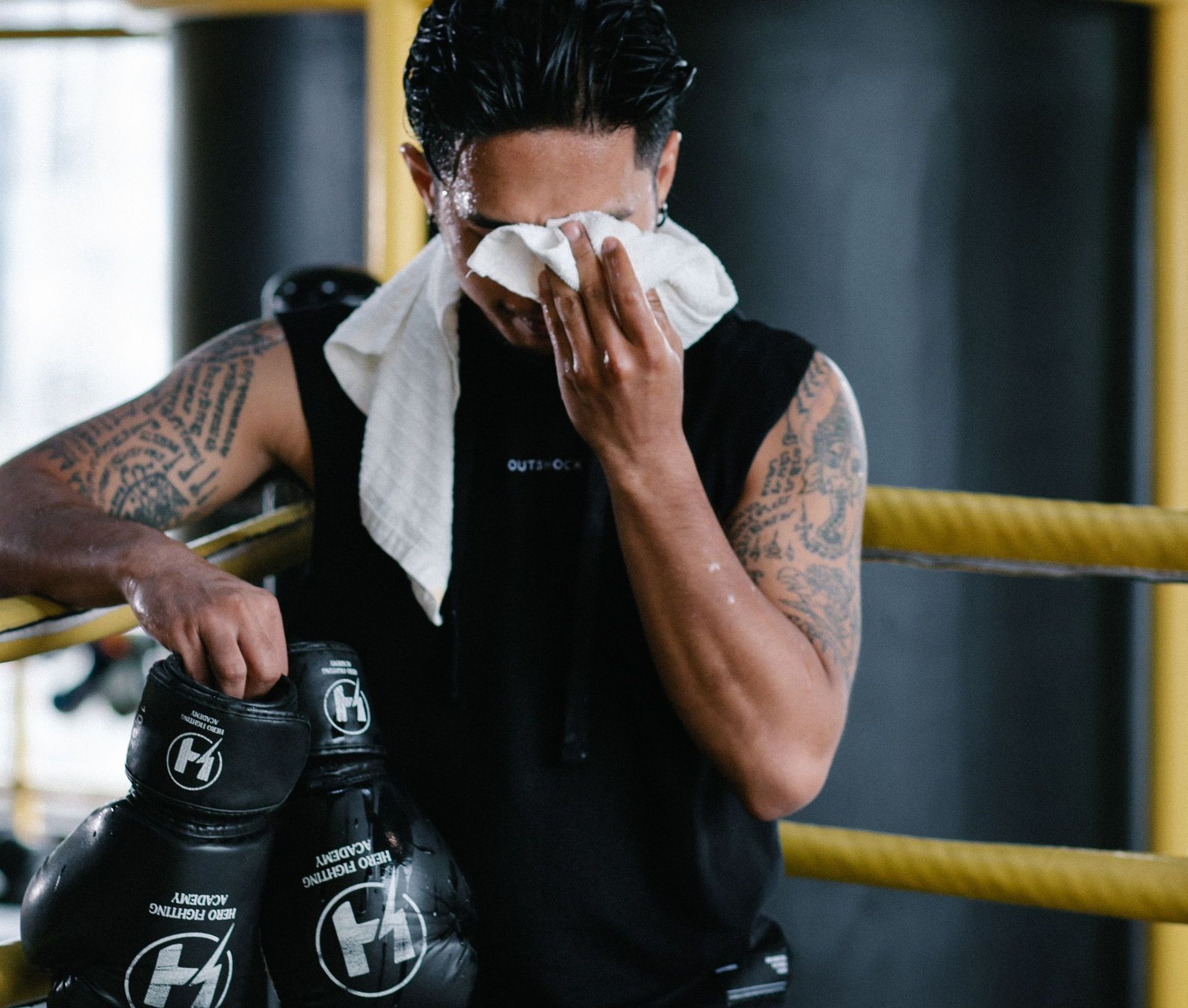 man sweating after exercising