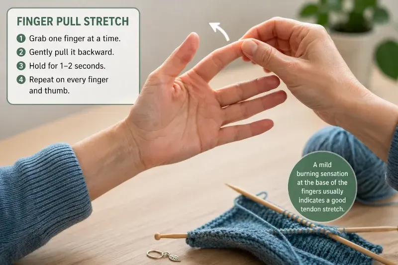 finger stretch during knitting