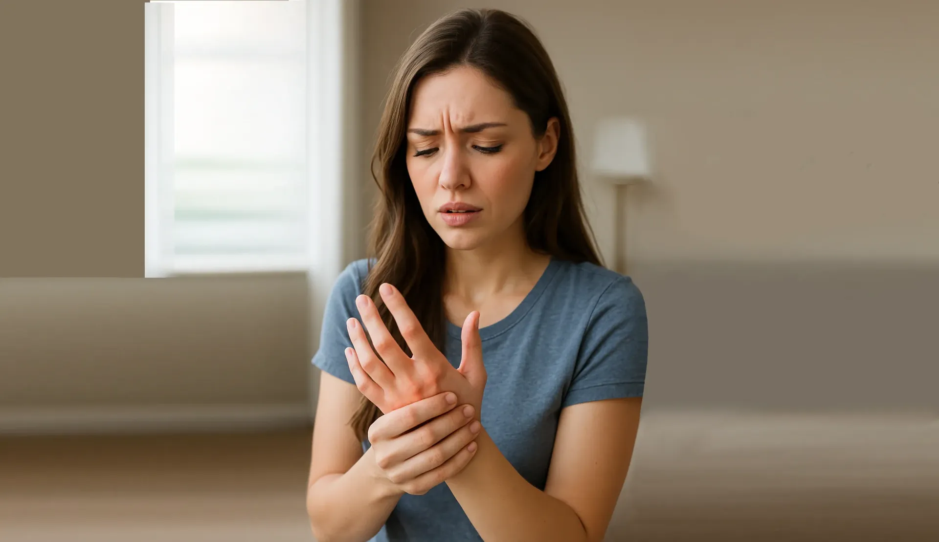 young woman with hand pain