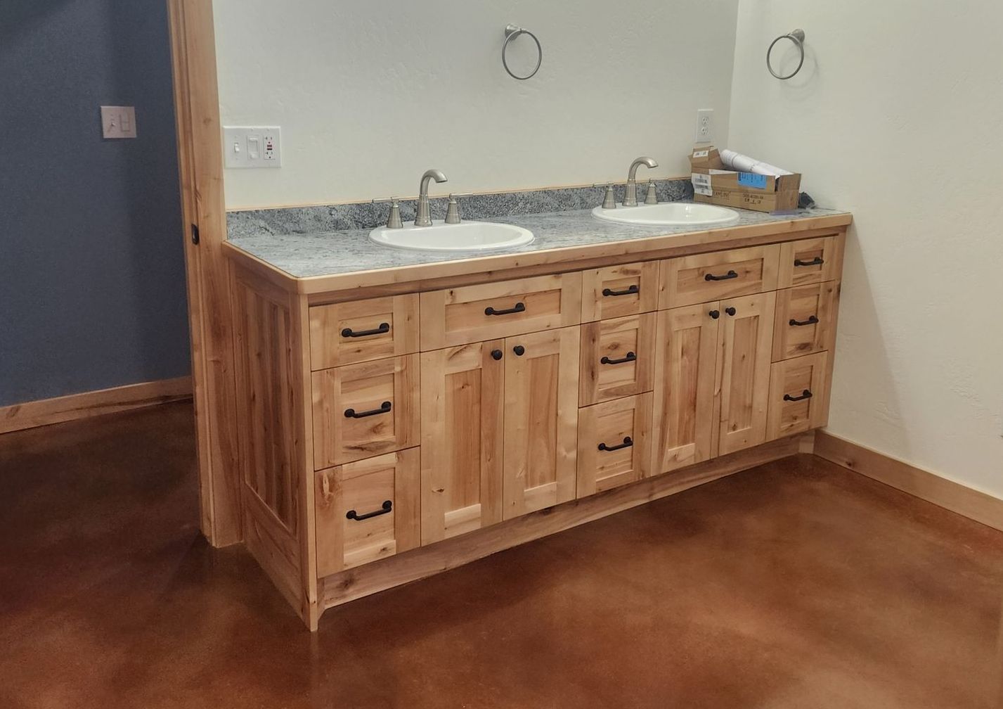 Custom Red Birch Bathroom Cabinets Libby, MT