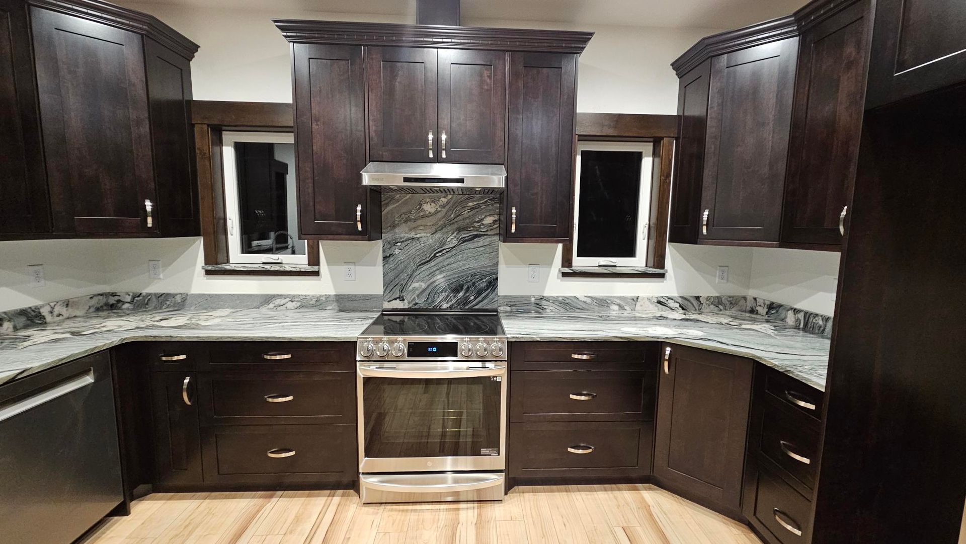 Custom Kitchen Cabinets Libby, MT Dark Stained Birch