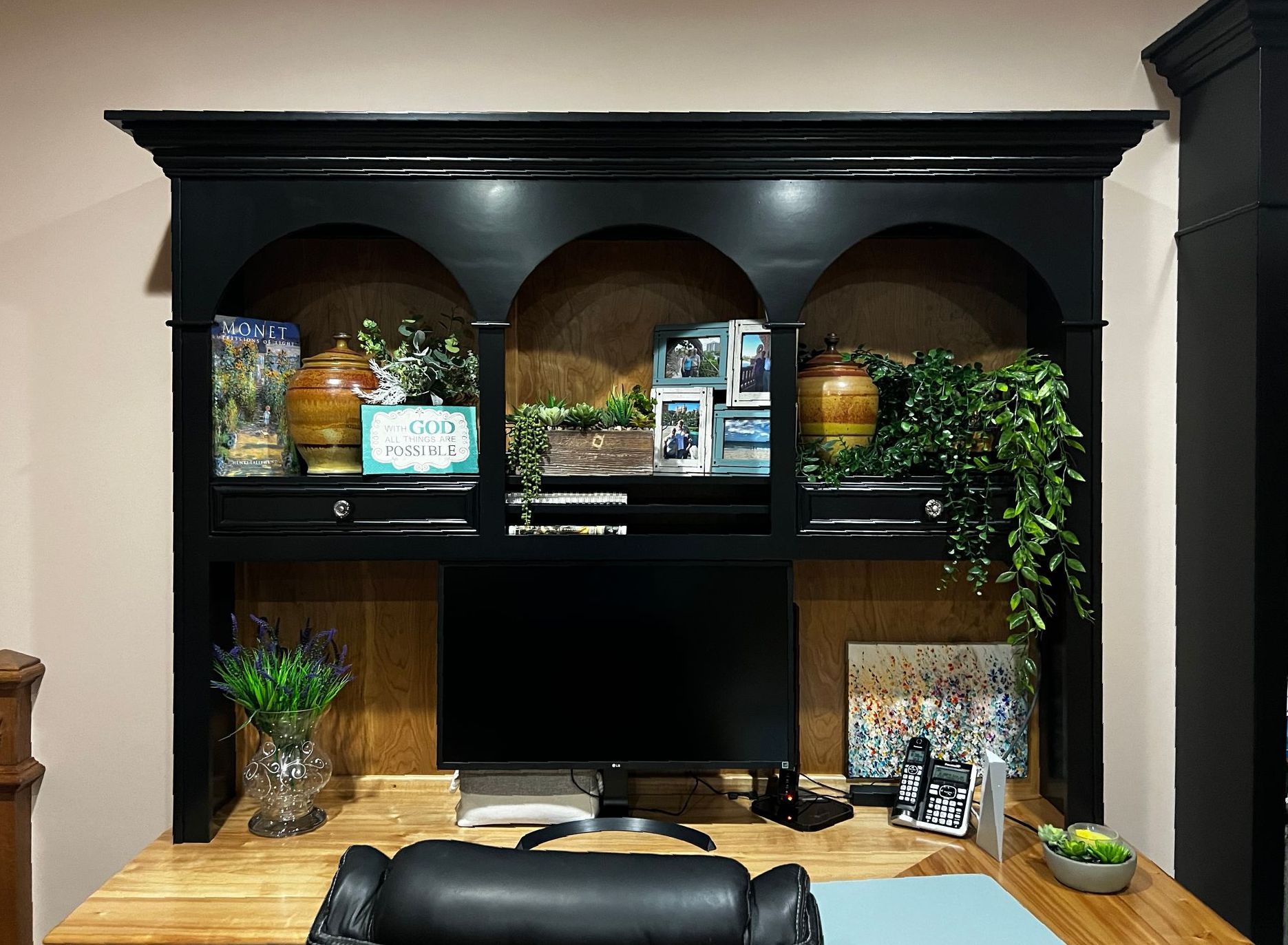 Custom Cabinets Desk Black Red Birch Libby, MT