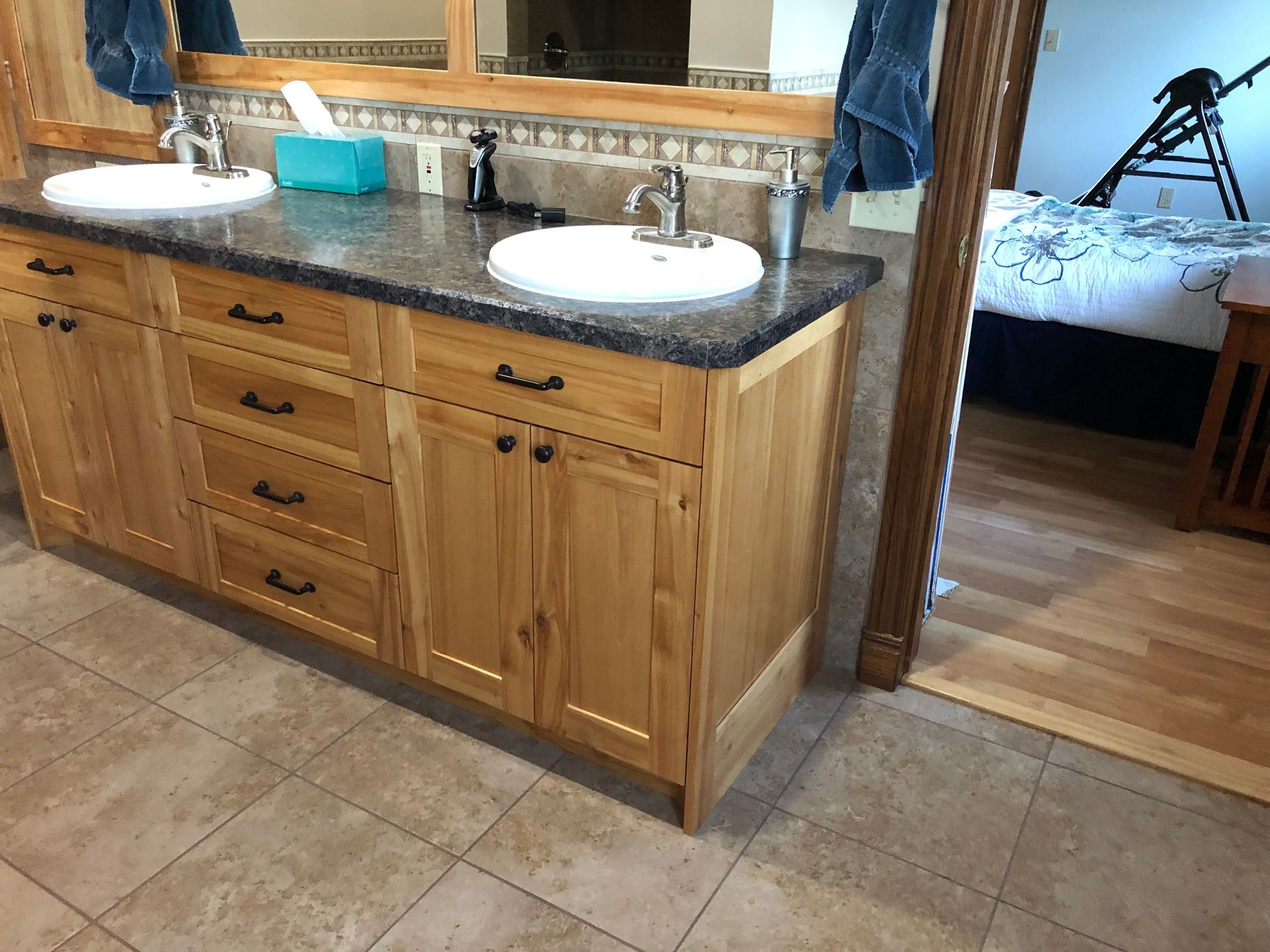 Custom Red Birch Bathroom Vanity Cabinet Libby, MT