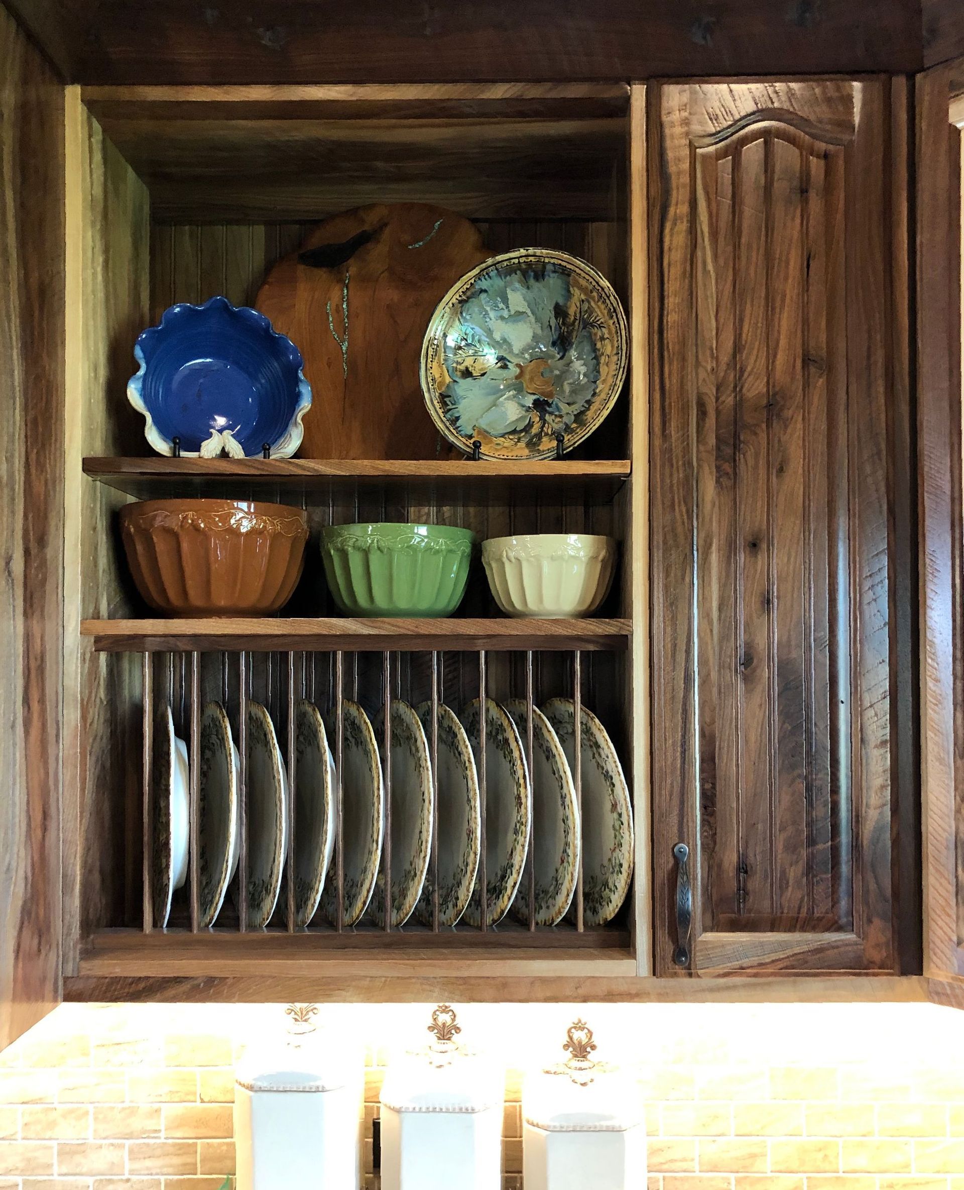 Custom Walnut Kitchen Libby, MT Plate Rack