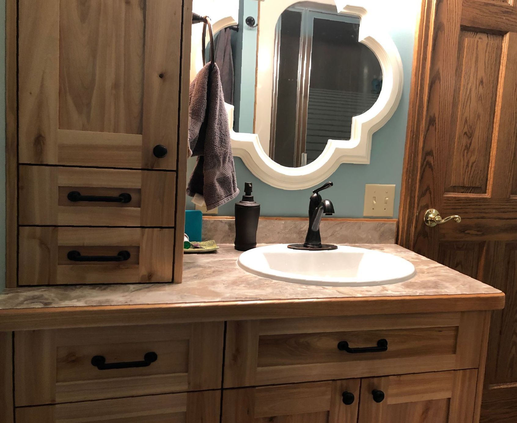 Custom Red Birch Bathroom Cabinets Libby, MT