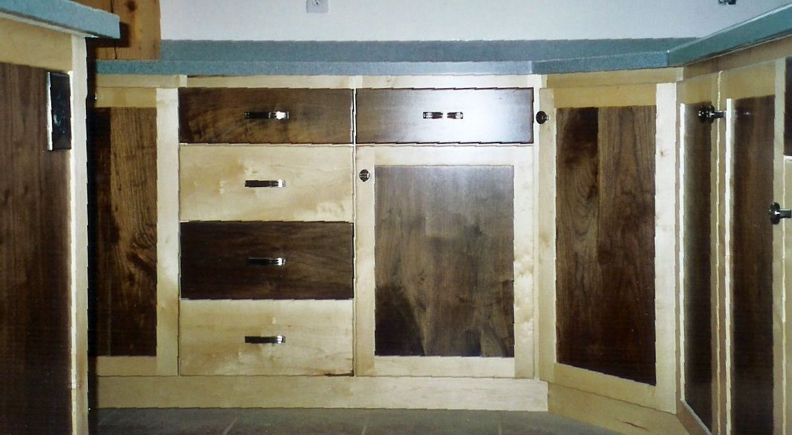 Custom Kitchen Cabinets Libby, MT Maple and Walnut