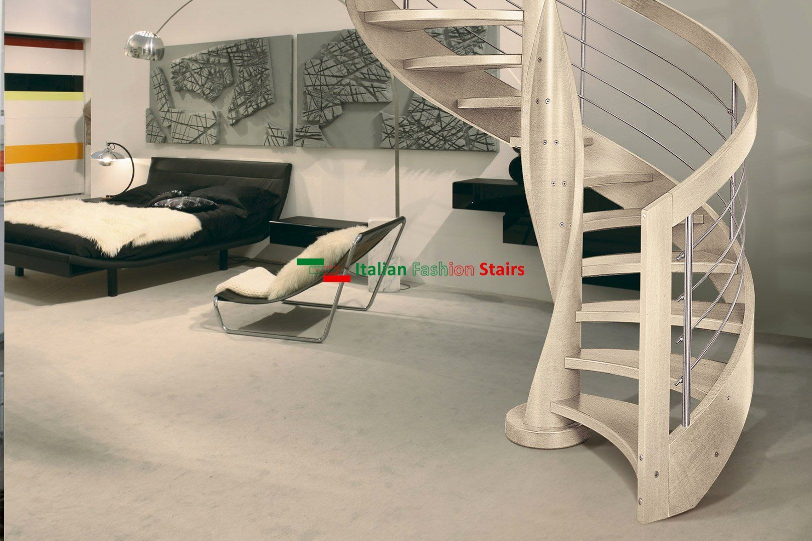 scala a chiocciola bianca